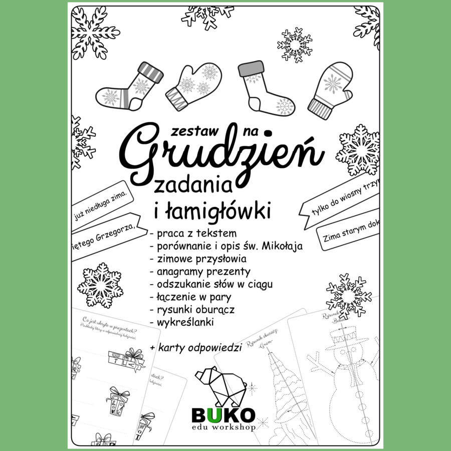 Zestaw na GRUDZIEŃ zadania i łamigłówki