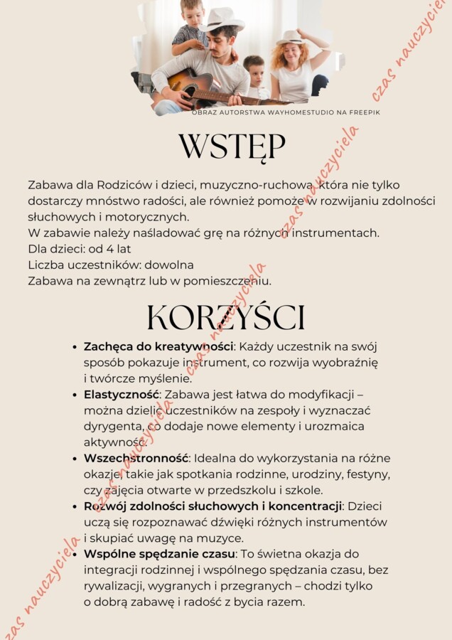 Dzień Rodziny. Dni otwarte. Zabawa muzyczno-ruchowa ORKIESTRA.