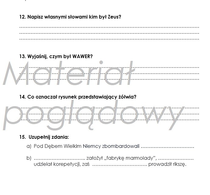 Kamienie na szaniec - test z lektury