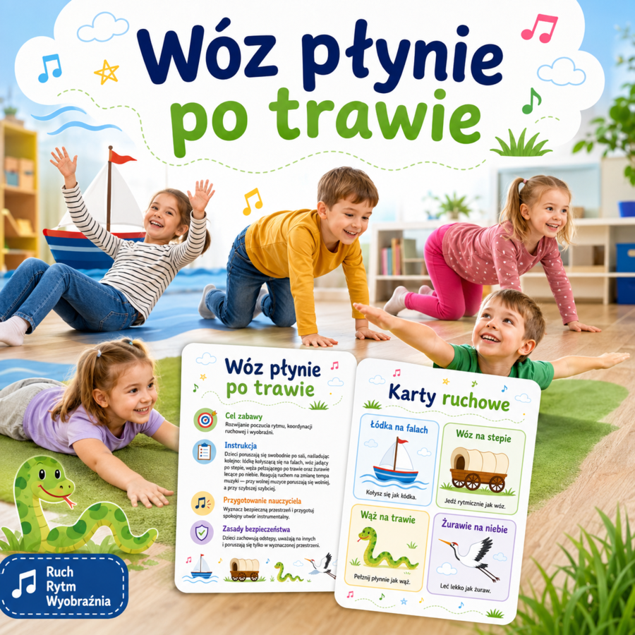 Wóz płynie po trawie