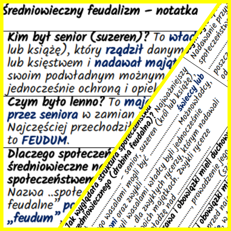 Średniowieczny feudalizm – notatki i karta pracy