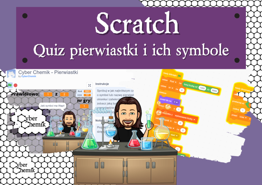 Klasa 7. Chemia. Quiz – pierwiastki i ich symbole – Scratch
