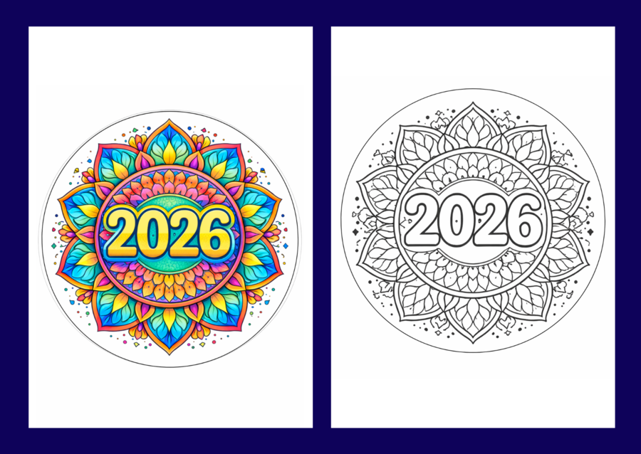 ✨ Noworoczne mandale do kolorowania – idealne na start Nowego Roku! ✨ - 12 szt.