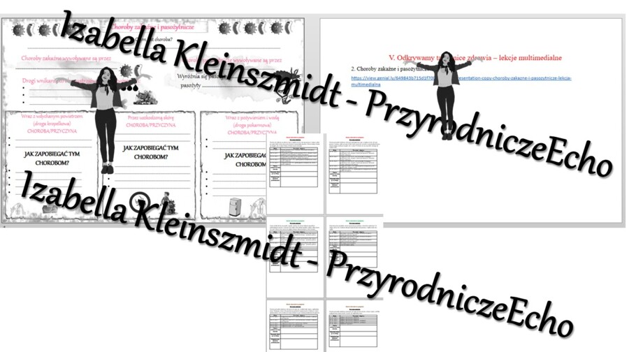 Karta pracy i pomysł/inspiracja na lekcję „Choroby zakaźne i pasożytnicze” - karta pracy wykonana w power point + gratisowy pomysł na lekcję - link do lekcji multimedialnej niekomercyjnej wykonanej w genial.ly do indywidualnego pobrania i użycia do celów