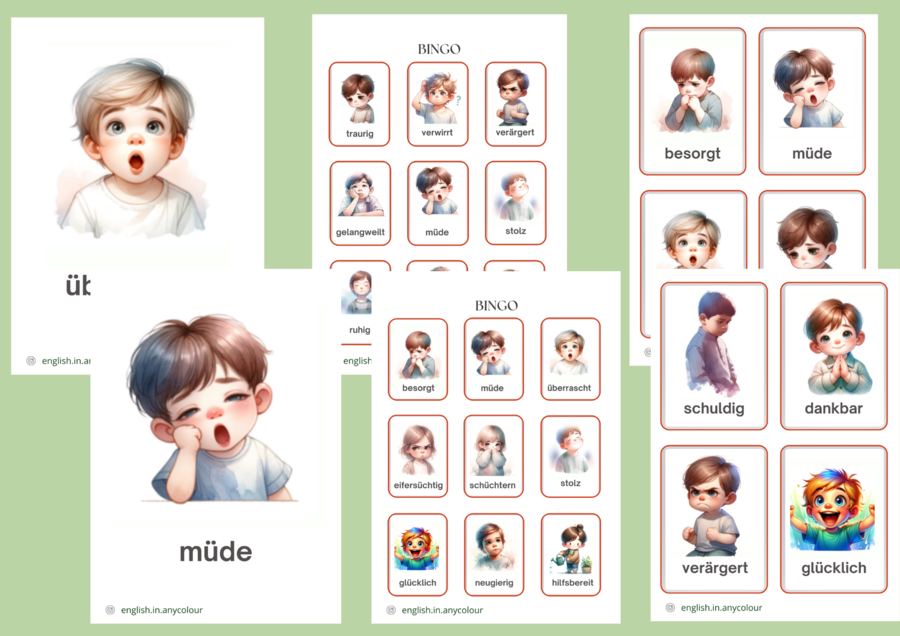 Niemiecki - Angielski Gefühle - Uczucia w języku niemieckim dla uczniów z wykładowym angielskim