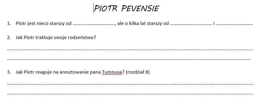Bohaterowie "Opowieści z Narnii" - karty pracy do charakterystyki, praca w grupach