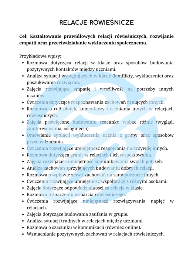 Wychowawca klasy 4–8 – przykładowe wpisy do dziennika | szkoła podstawowa | ponad 150 wpisów