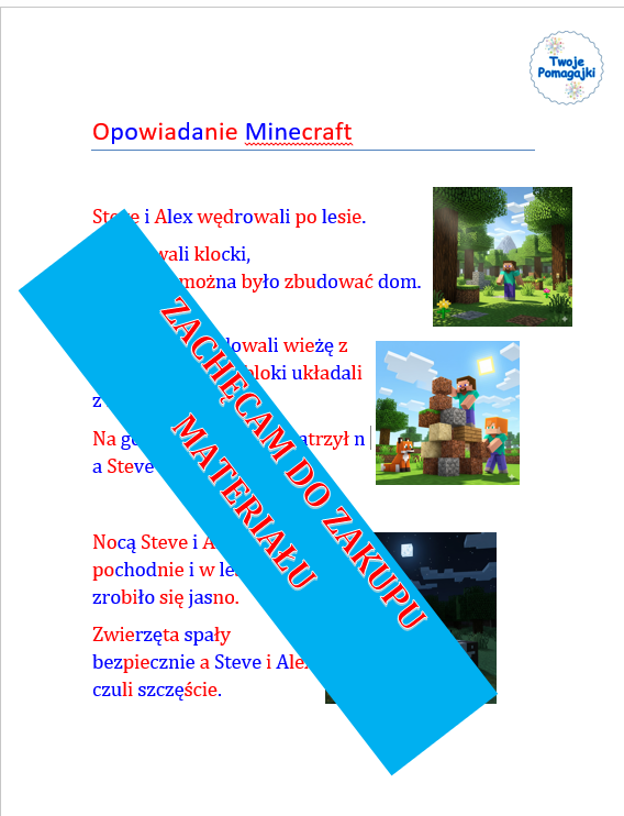 Nauka czytania sylabami📙 - opowiadanie Minecraft