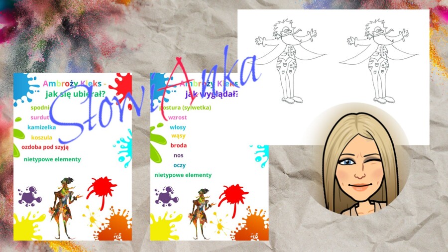 Zestaw materiałów do wprowadzenia opisu postaci Ambrożego Kleksa + PREZENTACJA GRATIS