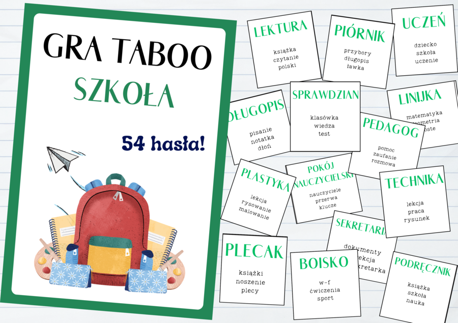 TABOO Szkolne: Gra Edukacyjna (54 hasła) - Gotowy Materiał dla Nauczycieli | Integracja Klasy