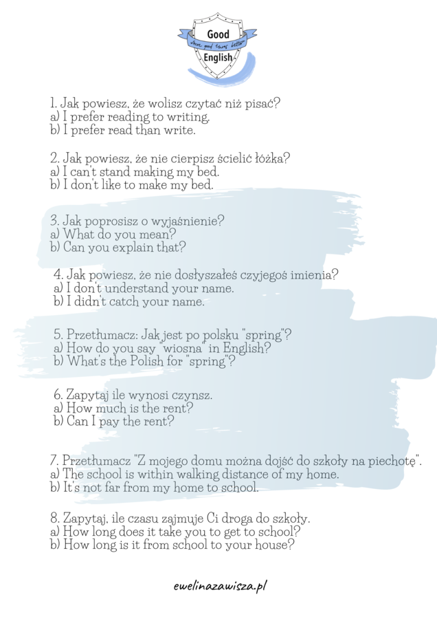 EGZAMIN ÓSMOKLASISTY - 100 FUNKCJI JĘZYKOWYCH Z KLUCZEM.