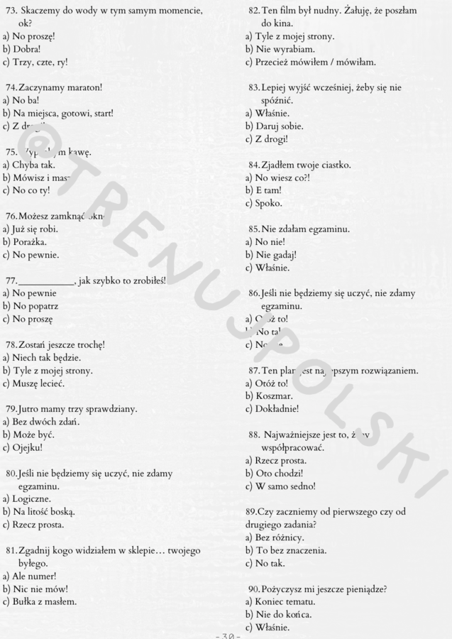 Naturalne reakcje językowe -materiał do nauki JPJO - poziom A1 - C1