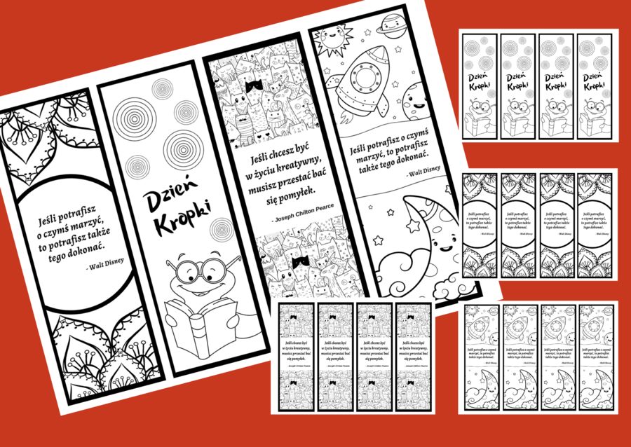 DZIEŃ KROPKI - zakładka do książek - zakładki - czarno-białe - wersja 2