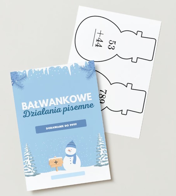 Bałwankowe działania pisemne - dodawanie do 9999