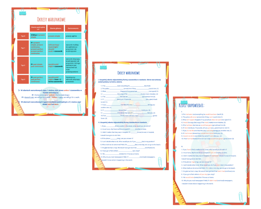 Okresy warunkowe, Zdania z if