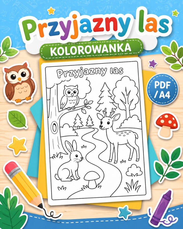 Kolorowanka. Przyjazny las