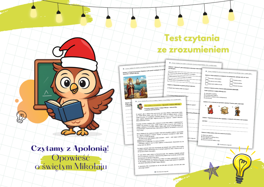 Opowieść o świętym Mikołaju. Czytanie ze zrozumieniem. Boże Narodzenie. Mikołajki. Test czytania ze zrozumieniem