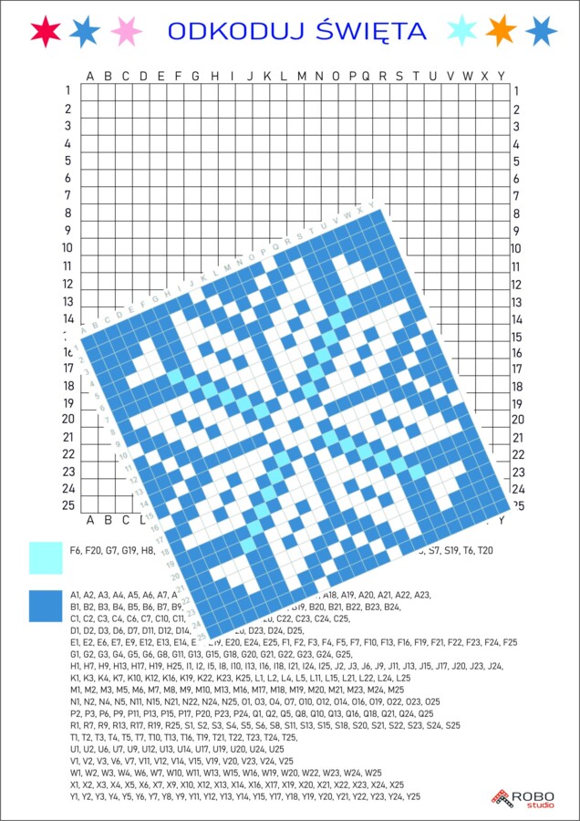 Kodowanka- zima, święta, śnieżynka, dyktando graficzne, trudne