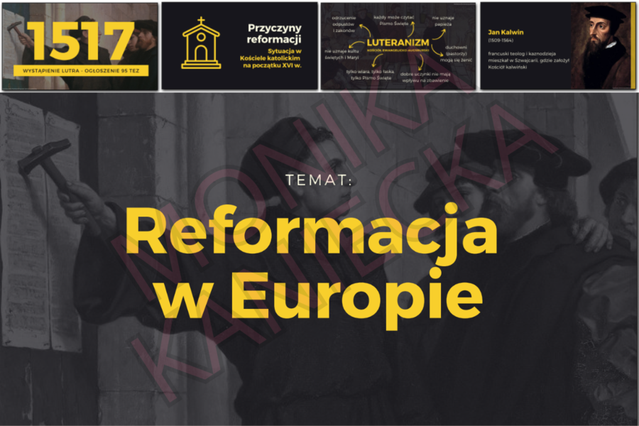 Reformacja w Europie - prezentacja historia klasa 6