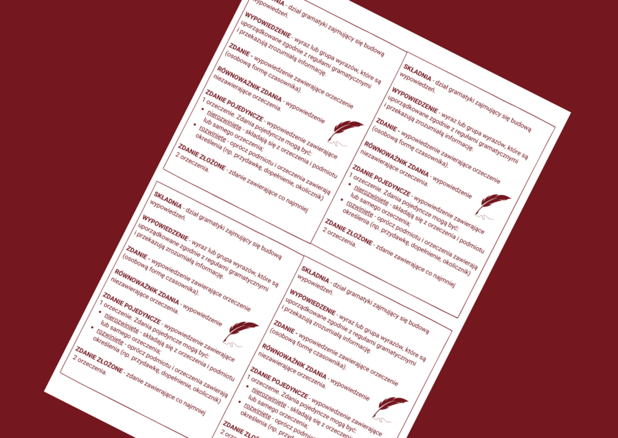 WYPOWIEDZENIA – wklejka – wklejki – składnia – kl.4-5