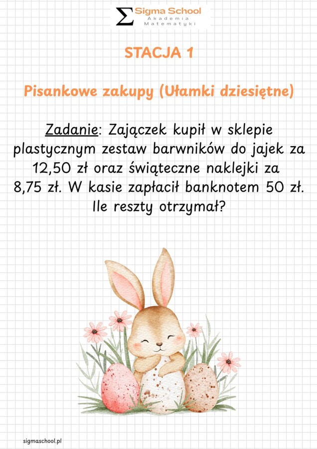 Wielkanocne Stacje Zadaniowe: Matematyczne Poszukiwania Zajączka - Klasa 5