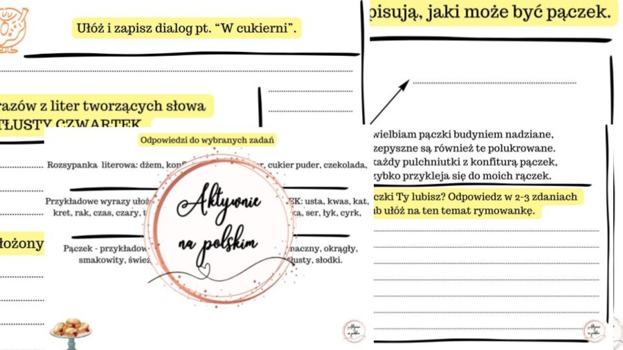 Tłusty czwartek - stacje zadaniowe, karty pracy