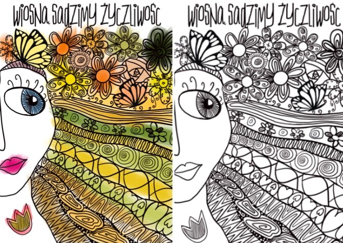 Wiosna kolorowanka xxl 9 części - plakat Pierwszy Dzień Wiosny