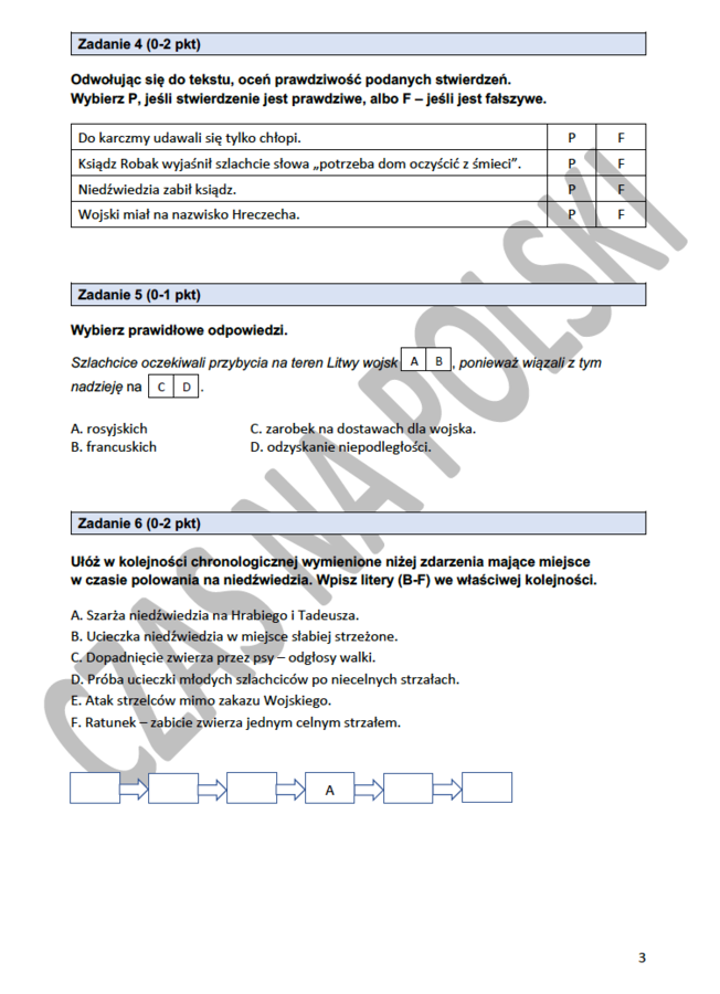 Test – „Pan Tadeusz”, Księga IV