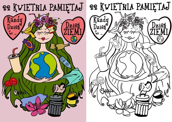 Dzień Ziemi - Ekologia - kolorowanka  a4 i xl - 9 części
