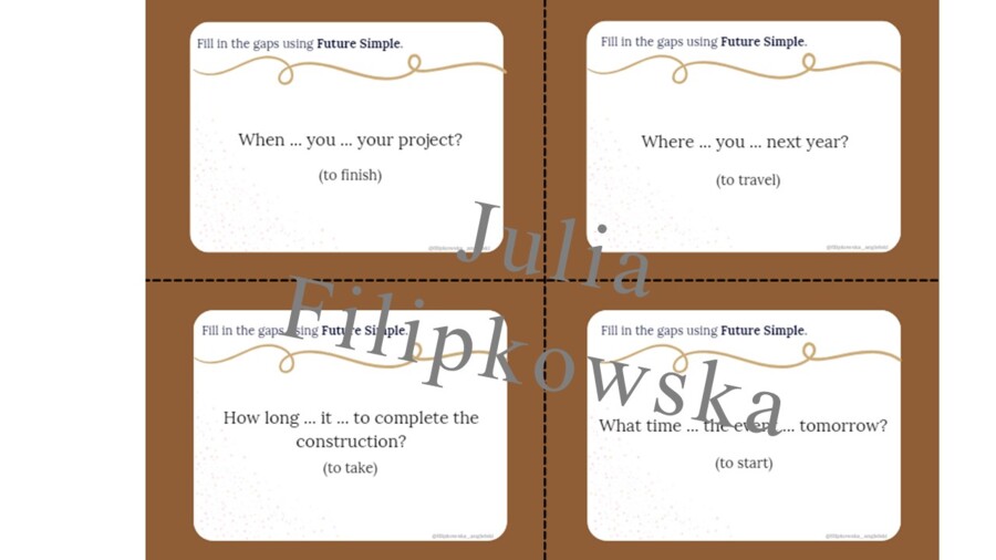 Future Simple/ Pytania/ Karty do mówienia/ Mówienie/ Speaking/ Konwersacje/ Klasy 4-8/ Klasy 4-6/ Klasy 6-8/ SP/ Warm-up/ Rozgrzewka/ Speaking cards/ Gramatyka/ Grammar/ Speaking cards grammar/ Grammar cards/ E8