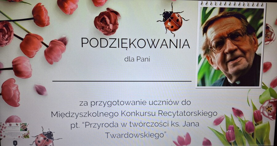 Konkurs recytatorski - konkurs polonistyczny, plakat, podziękowania, dyplom, scenariusz
