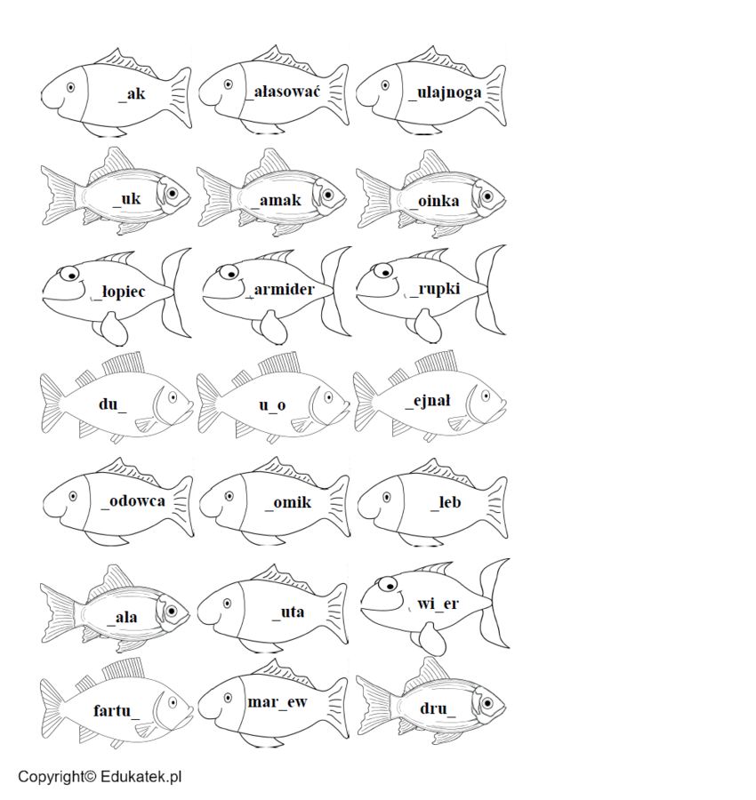 Gra ortograficzna - rybki