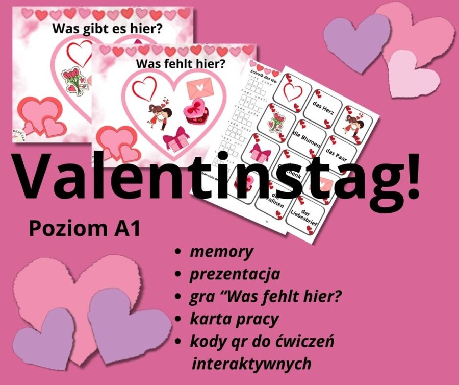 Język niemiecki -Valentinstag-komplet-A1