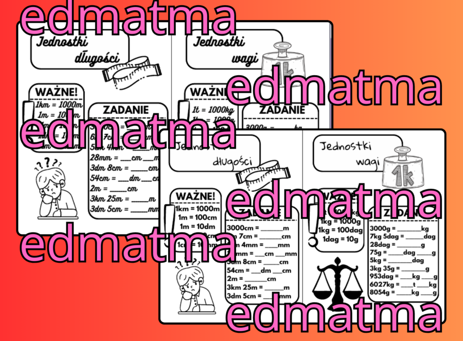 Jednostki długości i masy – notatka + zadania