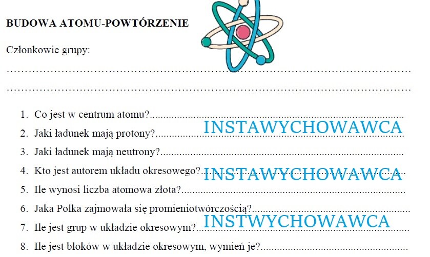 Budowa atomu - powtórzenie