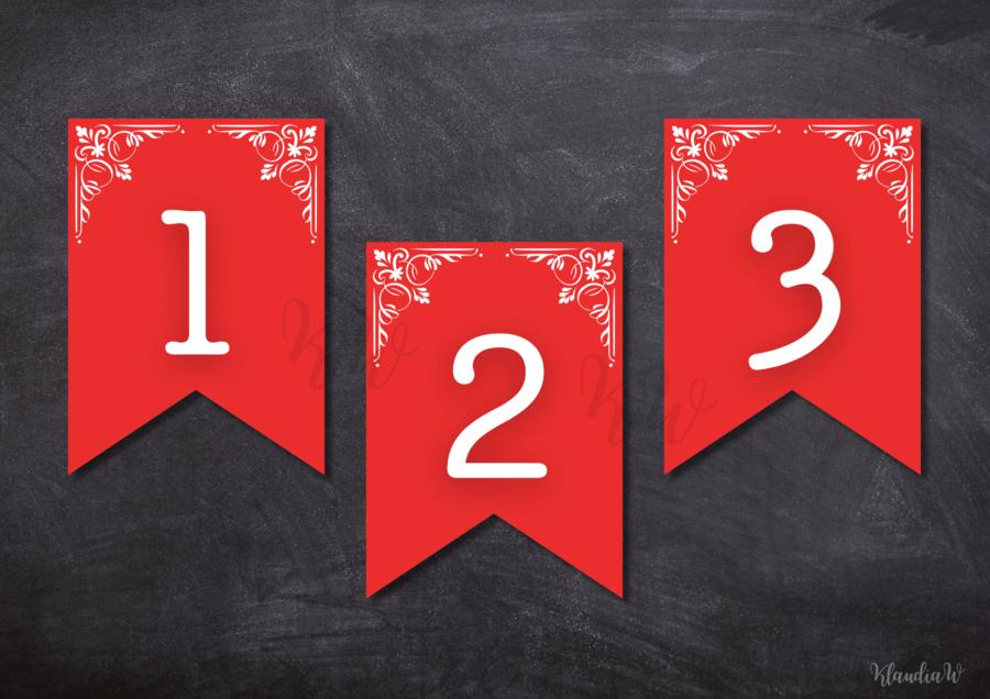 Święta Majowe - girlanda z pełnym alfabetem i cyframi: 1, 2, 3