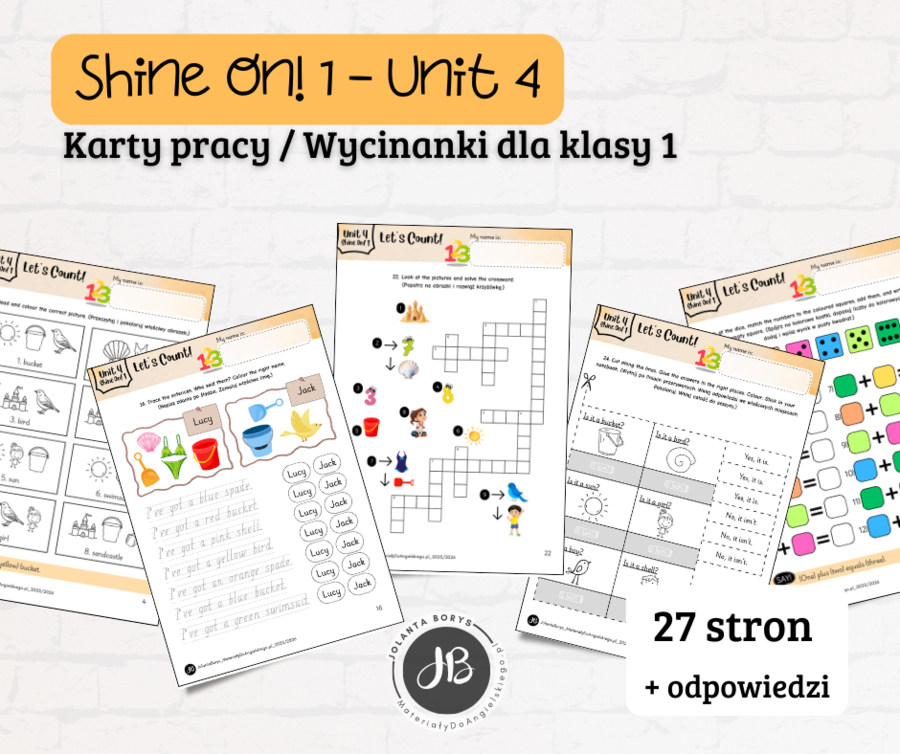 Materiały do Shine On! 1 Unit 4 – Let's Count! - karty pracy - wklejki/wycinanki