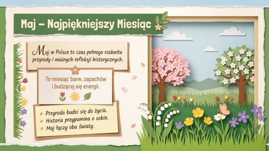 Maj - święta, tradycje i przyroda. Prezentacja edukacyjna / gazetka szkolna