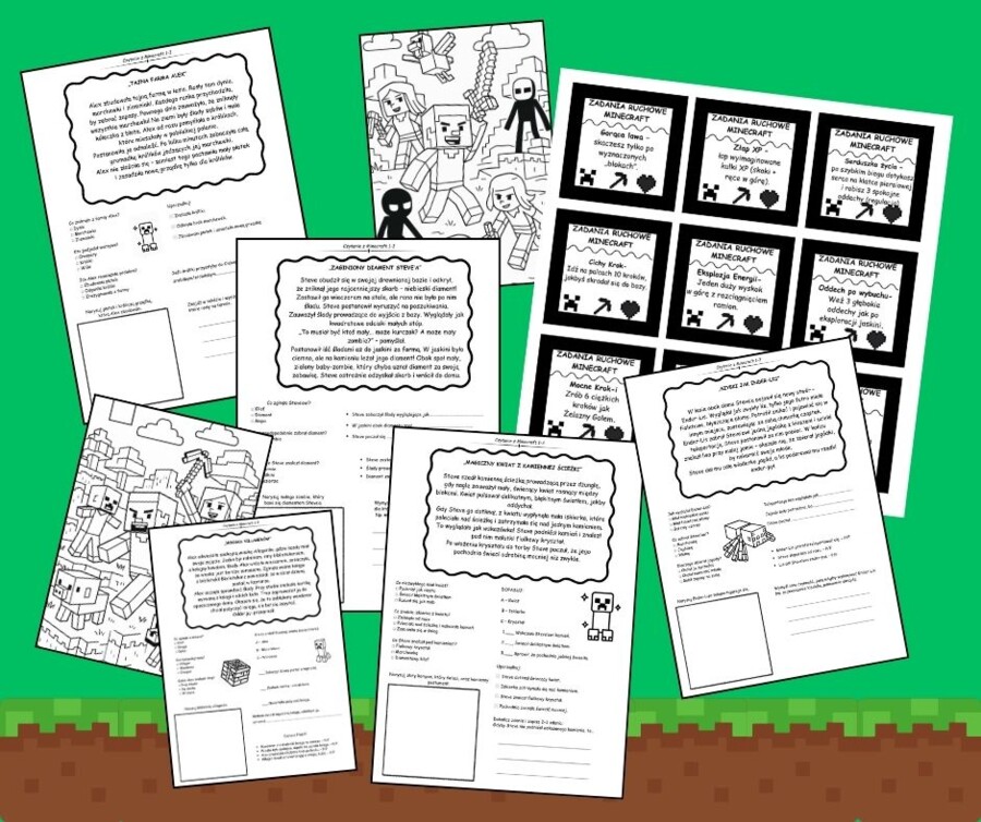 🟩Przygody Blokowego Świata – 40 Czytanek + 36 Kart Ruchowych+GRATIS!🟩