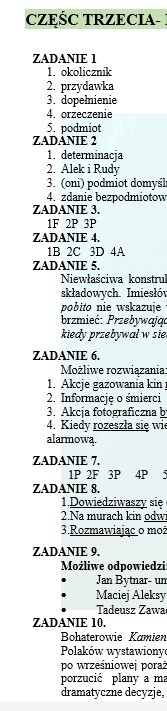 POWÓRKI PRZED EGZAMINEM. Z BOHATERAMI "KAMIENI NA SZANIEC" PRZYPOWMINAMY WIADOMOSCI Z ZAKRESU SKŁADNI.