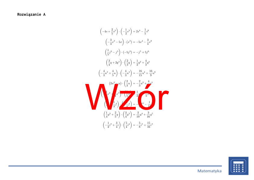 Mnożenie wielomianu przez jednomian (ułamki) | matematyka, algebra | 26 kolumn