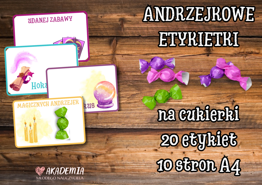 ANDRZEJKOWE ETYKIETY NA CUKIERKI