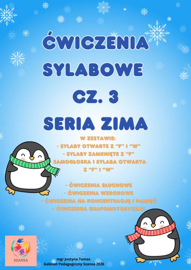 Ćwiczenia sylabowe cz. 3 Seria Zima Pingwinki