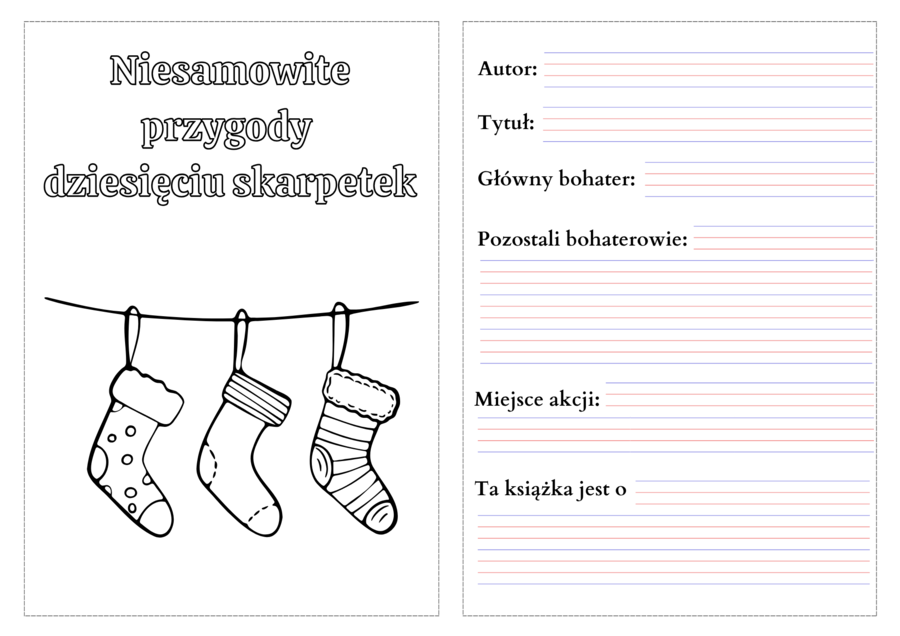 Niesamowite przygody 10 skarpetek - karty pracy do druku pdf