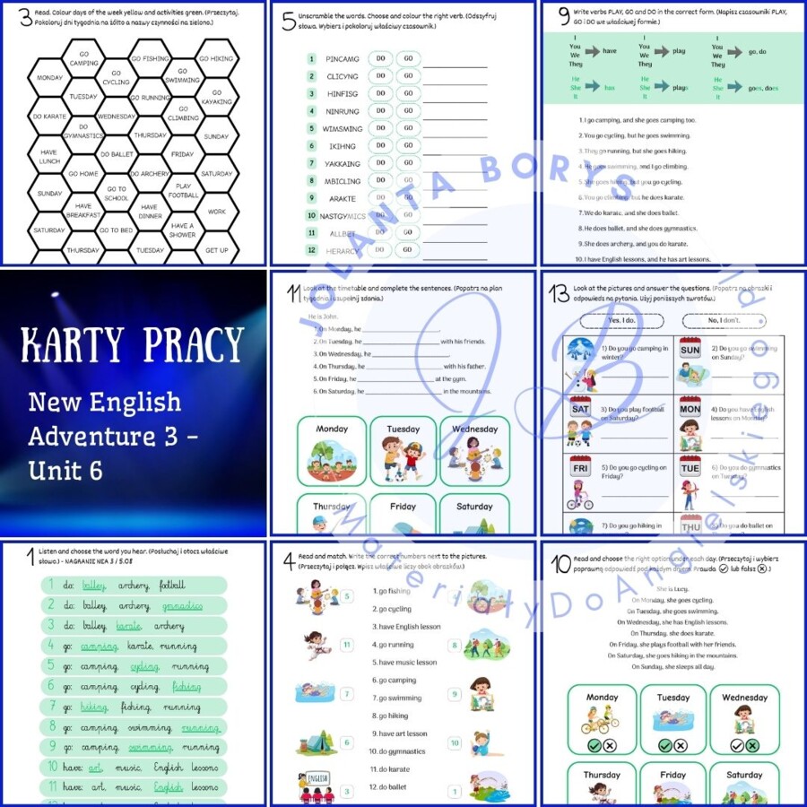 New English Adventure 3 – Unit 6: My hobbies – Karty pracy dla klasy 3