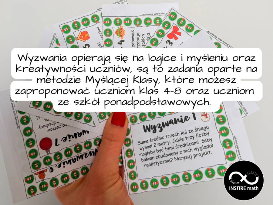Matematyczny Kalendarz Adwentowy. 24 nietypowe zadania matematyczne na myślenie, wyzwania matematyczne, Myśląca Klasa.