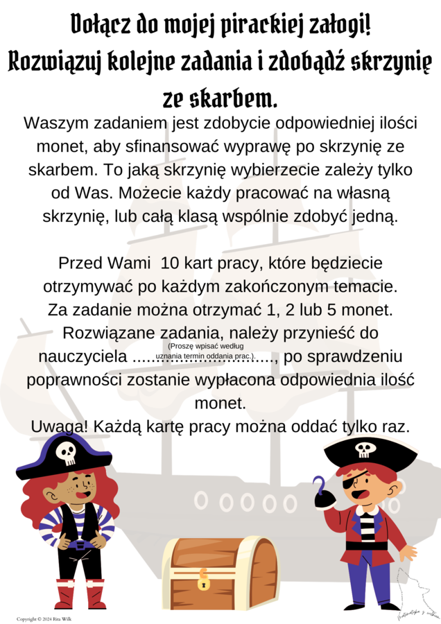 Piracki projekt ułamki zwykłe