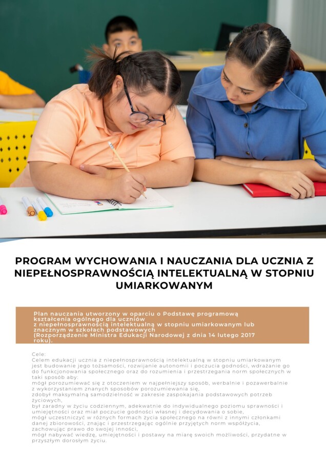 Edukacja specjalna, roczny plan, niepełnosprawność intektualna