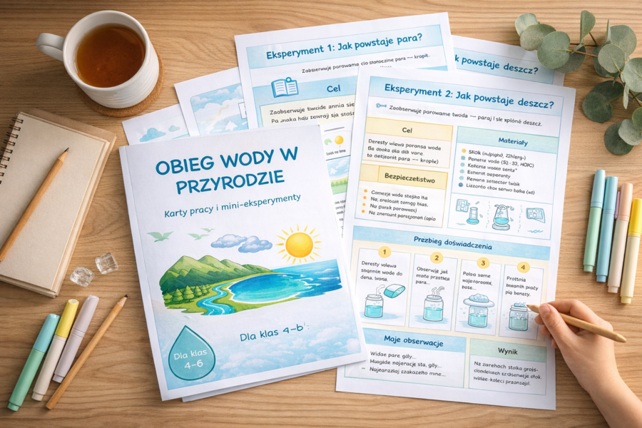 Obieg wody w przyrodzie – karty pracy i mini-eksperymenty