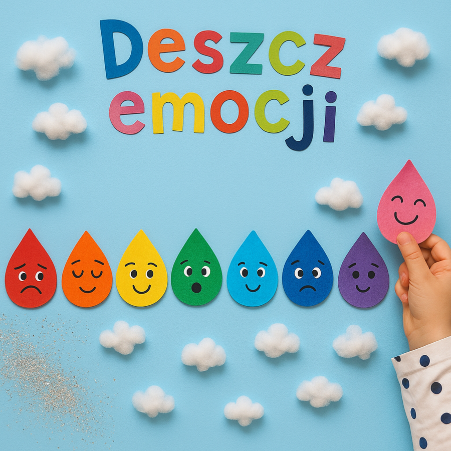 „Krople deszczu” – praca plastyczna z papieru i bibuły